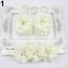 Cute Newborn Baby Infant Girl Rose Flower Headband + Barefoot Ring Sandals Shoes