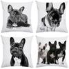 French Bulldog Dog Cushion Covers Dog Painting Pillowcase Decorative Pillow Covers Bedroom Sofa Home Decoration 45X45Cm Car Seat