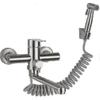 Single Handle Kitchen Faucet Wall Mounted With Hand Shower, With Spray Gun, Kitchen Sink, Stainless Steel Faucet, Hot/cold Water, Laundry Tub, Rotatab