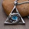 Retro Unique Evil Eye Pendant for Men Punk Hip Hop Stainless Steel Triangle Necklace Personality  Jewelry Gift