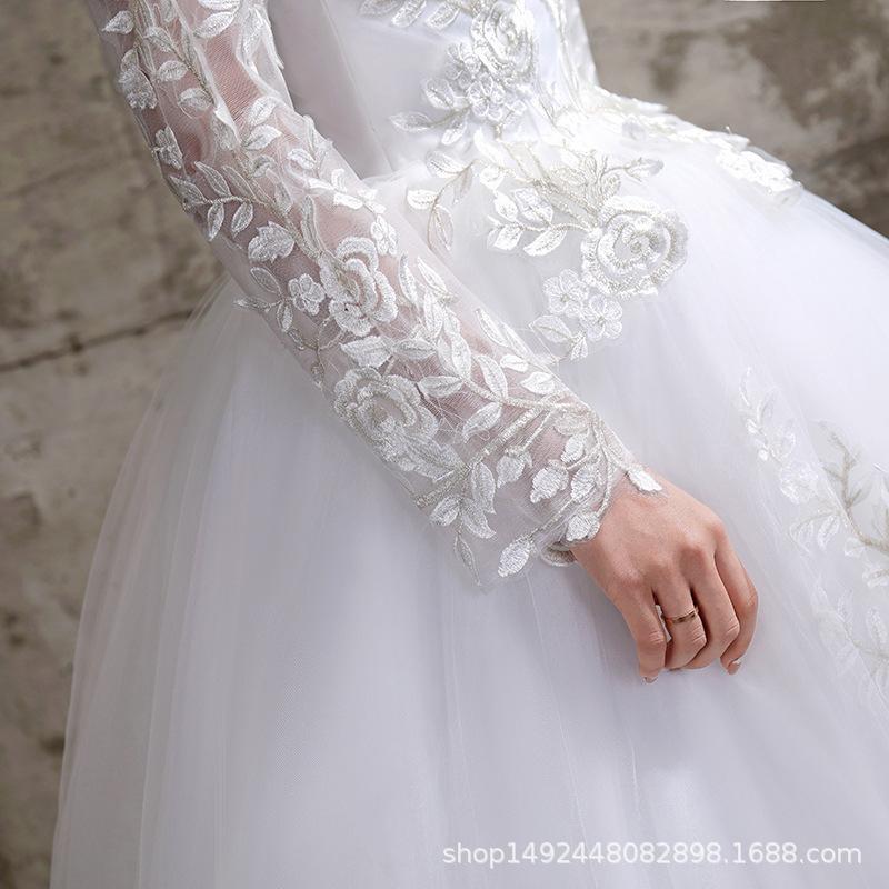 Wedding Dress 2022 New One-shoulder Sleeve Bridal Knot Wedding Dress Slimming Wedding Dress