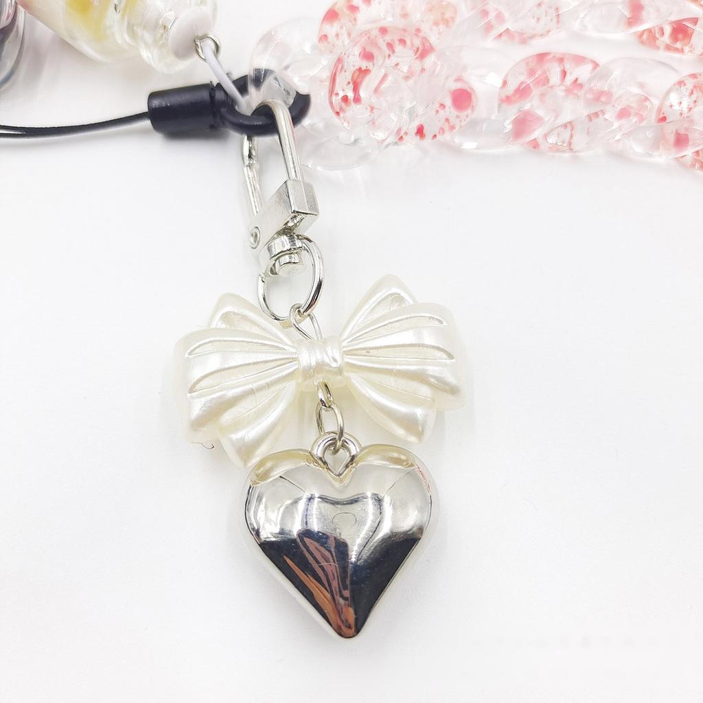 Přívěsek na klíče s přívěskem srdce Bowknot Přívěsek na telefon Odnímatelný přívěsek na telefon Ručně vyráběný přívěsek na klíče Stylový šperk pro tašku na peněženku