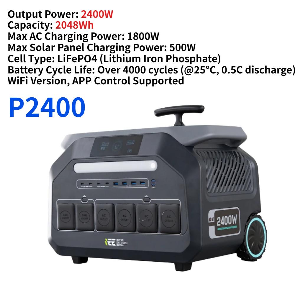 Stazione di Alimentazione Portatile IEE 2400W Portatile 2048Wh Generatore Solare LiFePO4, 16 Porte Controllo APP Per Campeggio Backup Casa