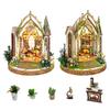 DIY Wooden Book Nook Dreamland Floral Studio Figurines Miniatures Bookend Handmade Bookshelf for Friends Gifts Home Decor Crafts