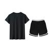 Li-Ning Solid Color Simple Short Sleeve T-Shirt And Comfortable Striped Shorts Casual Sports Suit Unisex Sets ATSV597-2+YAPV001-1