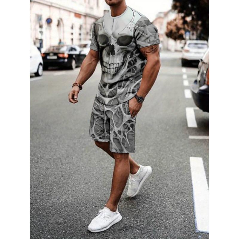 

Casual Sports Suit Breathable Outdoor Men s T-shirt Shorts Summer 3D Printed Adult Set, PLUS SIZE 6XL