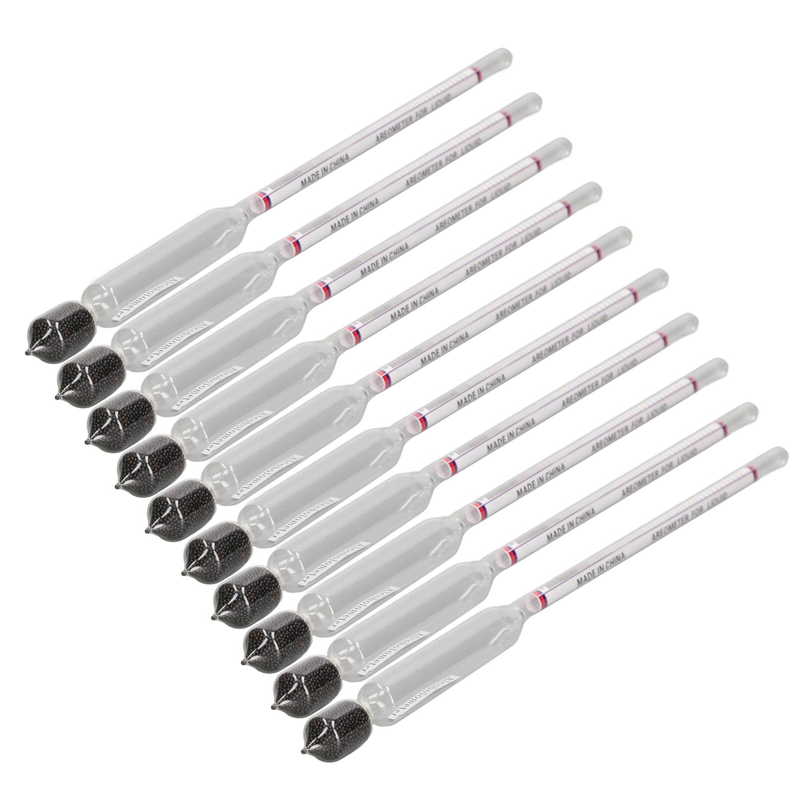 

10 шт. Измеритель содержания алкоголя в вине 0100 градусов Высокоточный стеклянный ареометр для домашней лаборатории