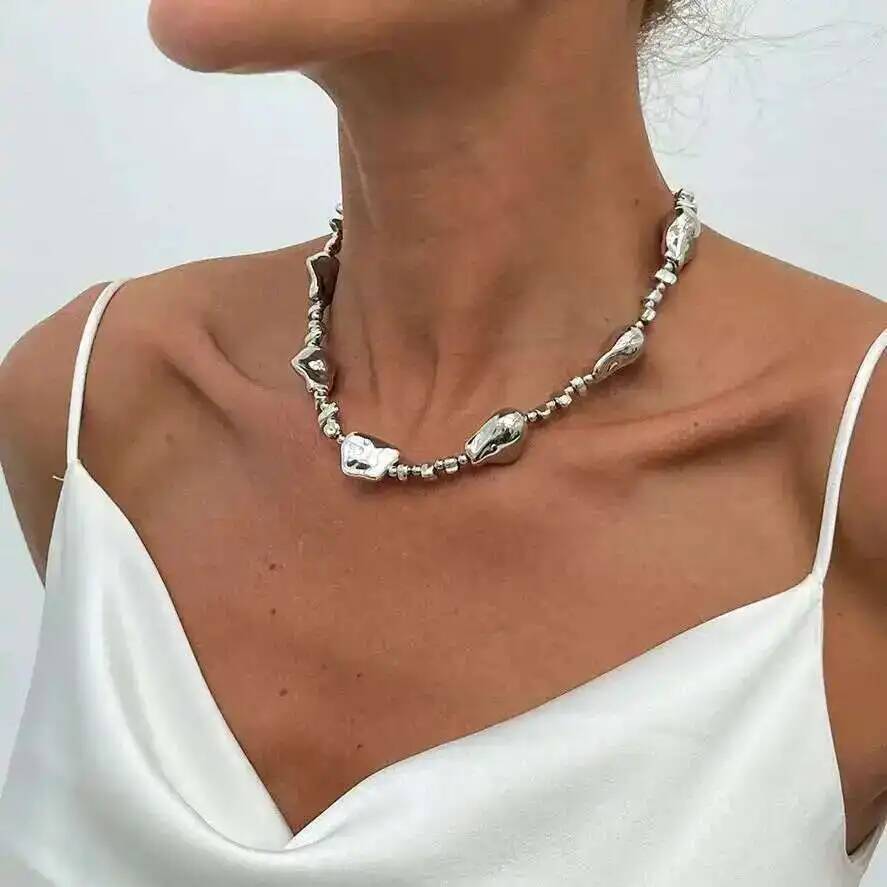 Ingemark Vintage Glossy Irregular CCB Beaded Choker Necklace for Women Adjustable Necklace Collar Chain Party Daily Jewelry New