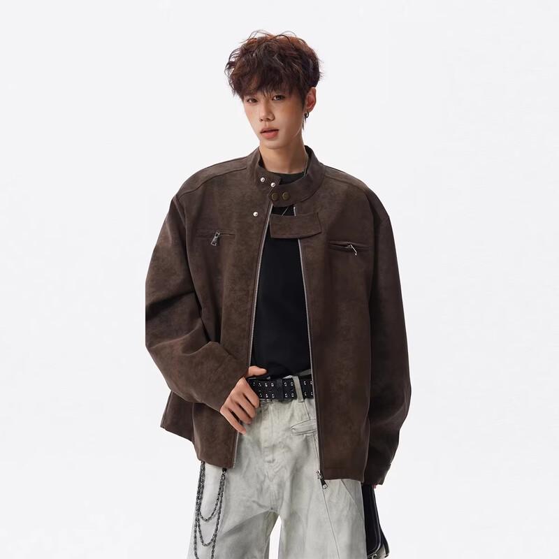 Men's High Street Tie-Dye PU Leather Jacket