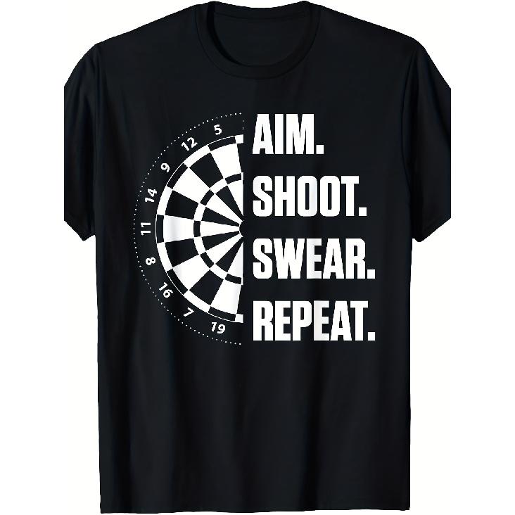 Vintage Darts Inspired T-Shirt - Featuring a Dartboard And Bullseye Design, 100% Relaxed Fit Short Sleeve, Perfect Gift for Casual Darts Enthusiasts S чёрный