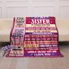 1pc Red Flannel Blanket To My Sister Printed for Home Bedroom Decoration Warm Soft Comfertable Office Blanket for Sofa Chair