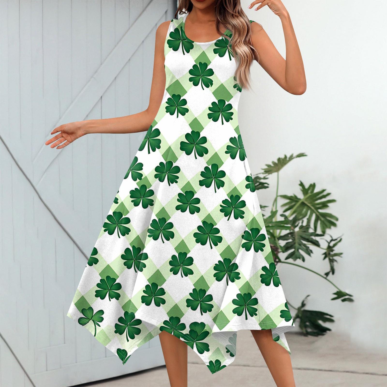 

Женское повседневное модное платье миди без рукавов с круглым вырезом и нерегулярным подолом XL