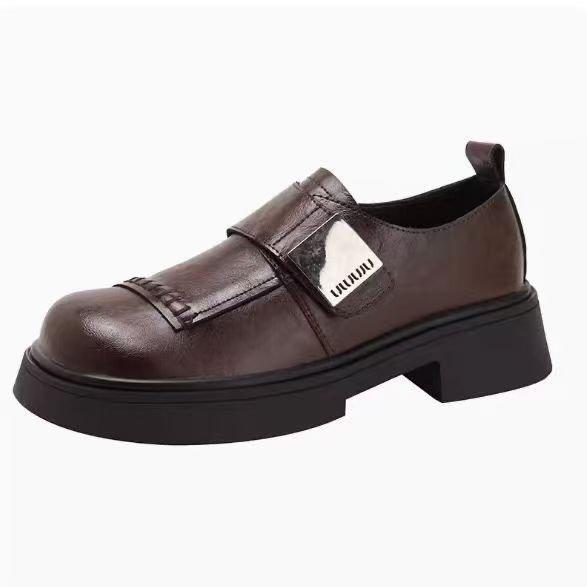 French Retro Preppy Soft Black Leather Shoes