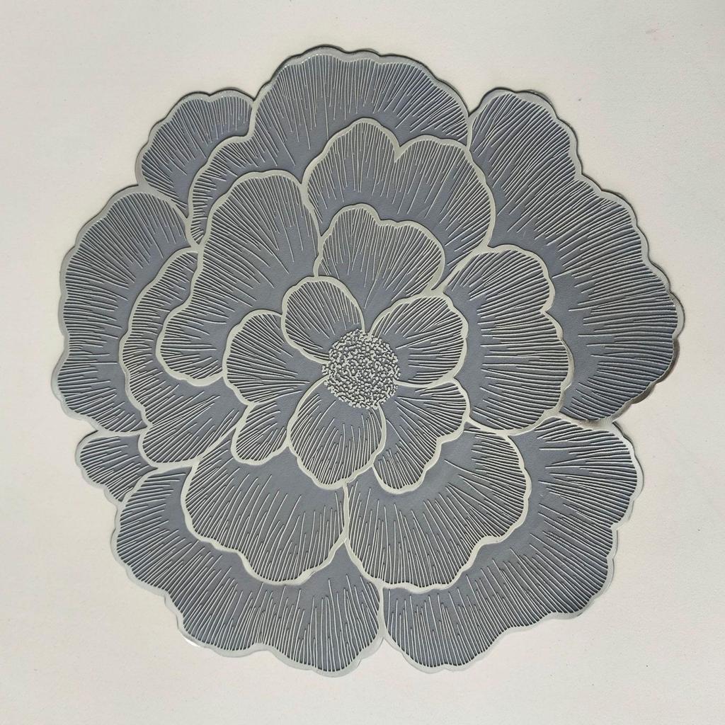 Luxury Peony Flower PVC Placemat: Heat-Resistant, Waterproof, and Oil-Proof.
