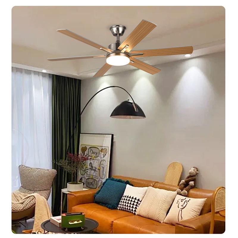 European & American Style LED Ceiling Fan with Integrated Light for Living Room, Bedroom, and Dining Room