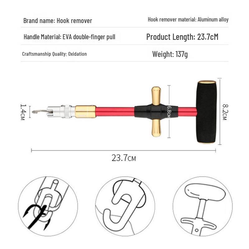 Multi-Function Aluminum Fish Hook Remover for Deep Throat Unhooking