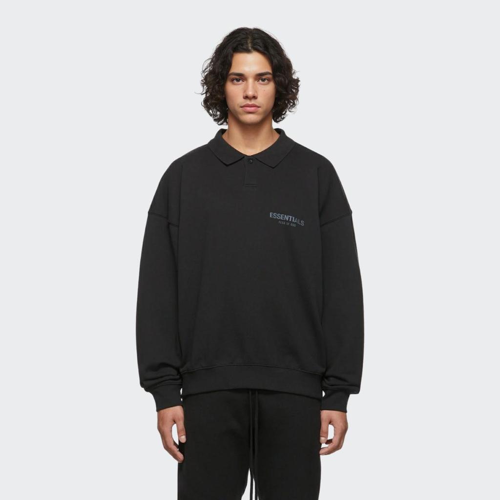 Fear of God Essentials SS21 Long Sleeve French Terry Polo Shirt 'Stretch Limo' Unisex FOG-SS21-626