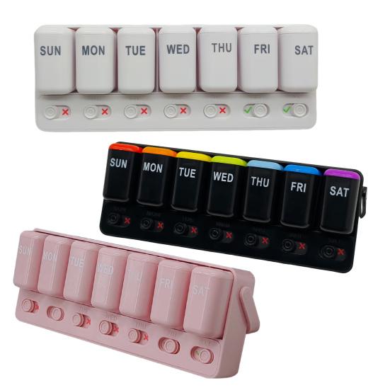 Weekly Pill Organizer 7 Day Travel Pill Case Daily Medicine Box One Time A Day Medication Reminder Portable Pill Box for Fish Oil Supplements