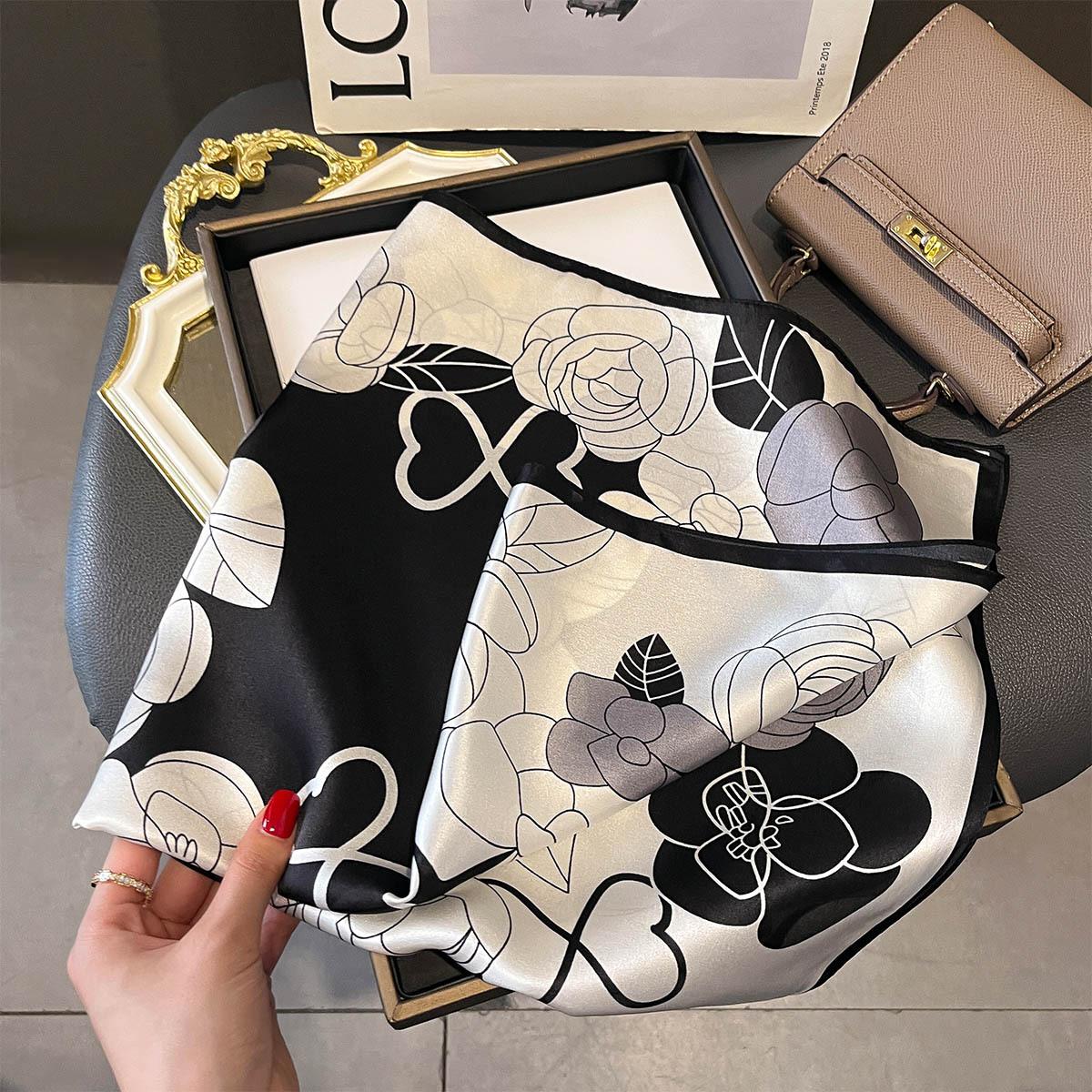 

100% Натуральный Шелковый Шарф Женский Фуляр Высокое Качество Квадратный Женский Платок Модный Женский Шаль Обертывания Хиджаб Бандана Шарфы Real Silk 65x65cm