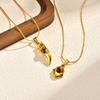 Damen Trendschmuck, Naturstein Edelstahl Fatima Hand Tigerauge Anhänger Halskette