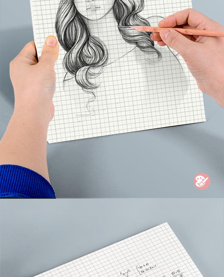 Double-Sided A4 Thickened Small-Square Grid Paper, Natural Color, Eye Protection, Non-Tear, Ideal for Postgraduate Exam Prep.
