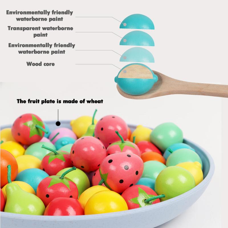Kid's Montessori Education Rainbow Blocks Simulation Fruit Classification Toys Learning Color Math Pretend Play Clip Fruits Toys