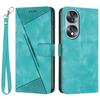 Protective Shell for Honor 70 5G Triangle Imprint Leather Stand Wallet Mobile Phone Cover with Strap