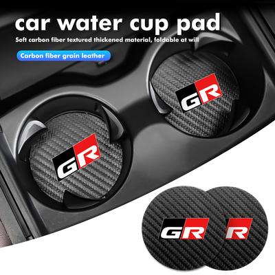 2Pcs Car Coaster Water Cup Anti-slip Pad Mat For Crown GR Sport Corolla YARIS Auris C-HR Hilux Vios Prius