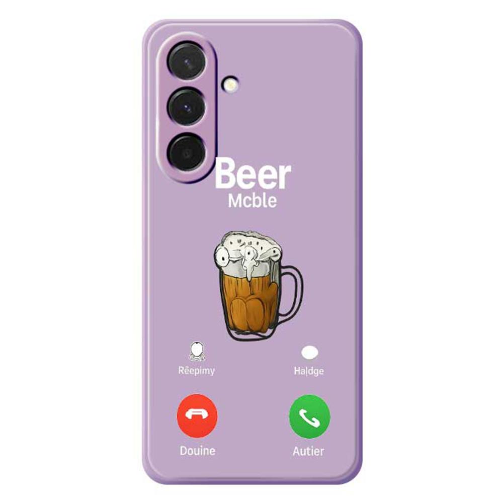 

For Samsung Galaxy A36 5G Case Beer Pattern Printing Straight Edge TPU Phone Back Cover Purple