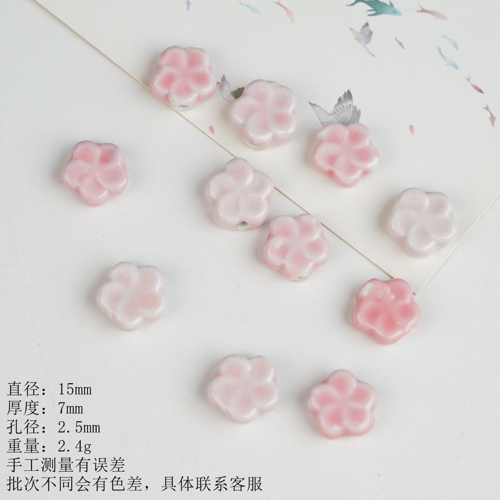 15Mm plum blossom sheet loose beads ceramic necklace bracelet DIY handmade creative bead manufacturer