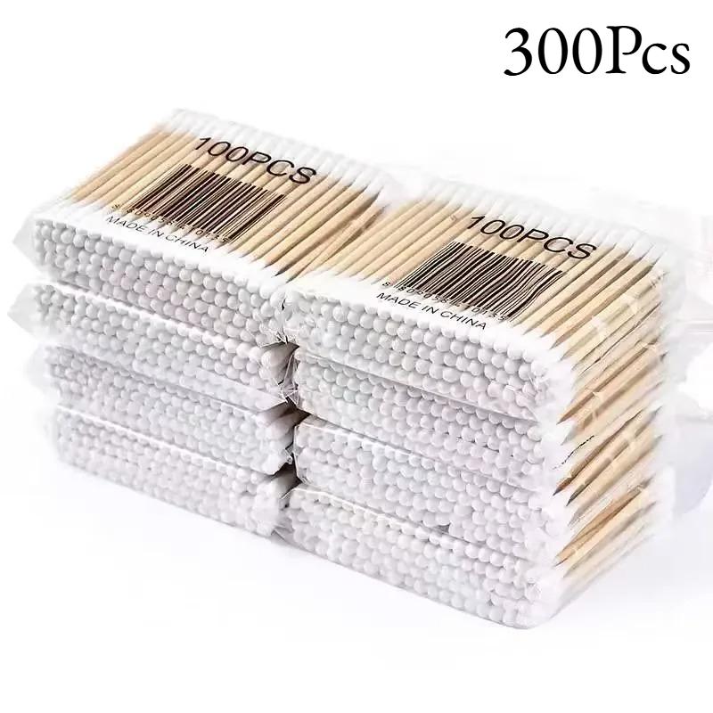 100-1000pcs Hypoallergenic Cotton Buds, Wooden Stick Swabs for Sensitive Skin, Makeup, Nail Art & Precision Cleaning