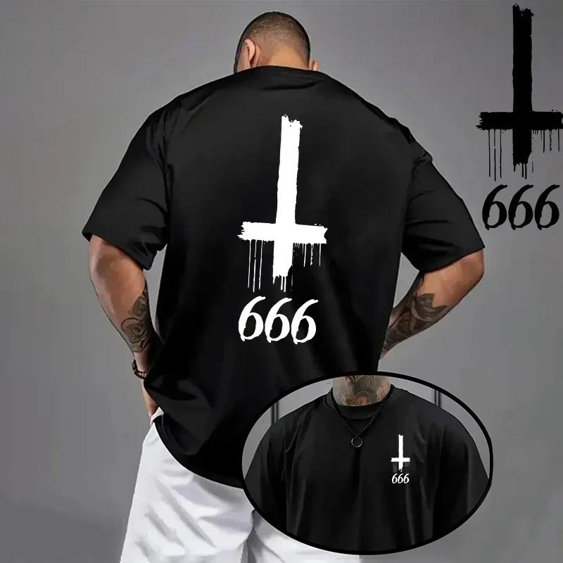 Hot 2026 Unisexs Tshirt Spring Summer Daily Casual Fashion Short Sleeve 8 Styles Satan Inverted Cross Prints Patterns Oversize