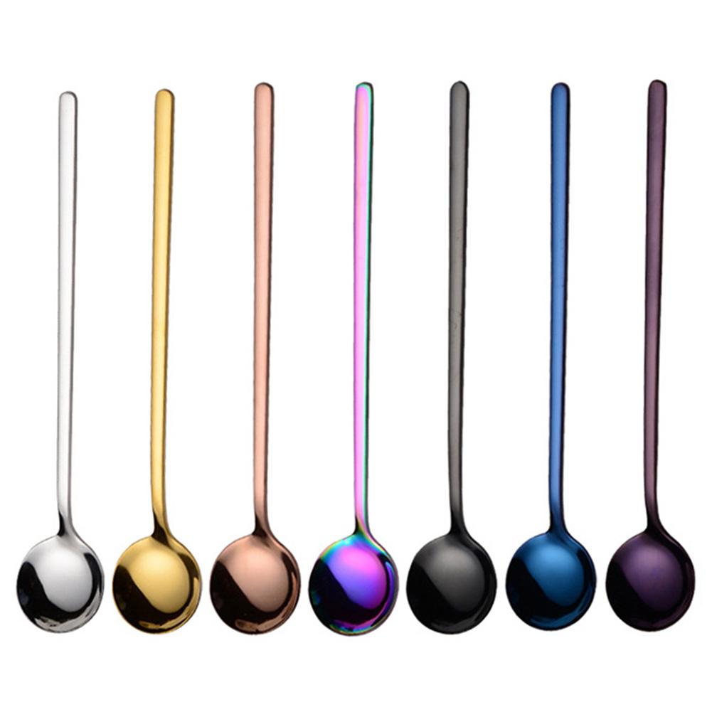 Long Handle Spoon Stainless Steel Coffee Scoop Ice Cream Dessert Teaspoon