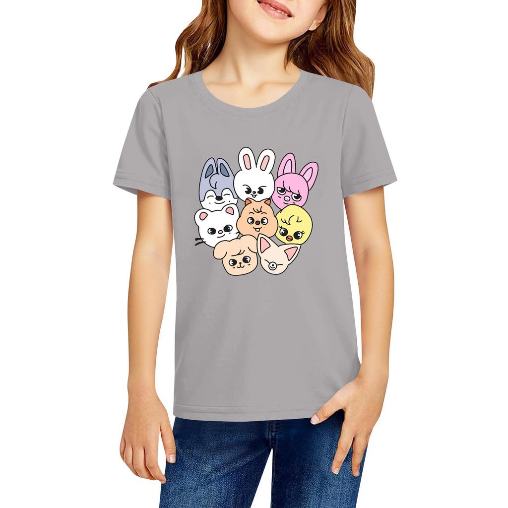 Modne ubrania robocze z krótkim rękawem i okrągłym dekoltem, bluzki z nadrukiem dla DZIECKA, letnie topy