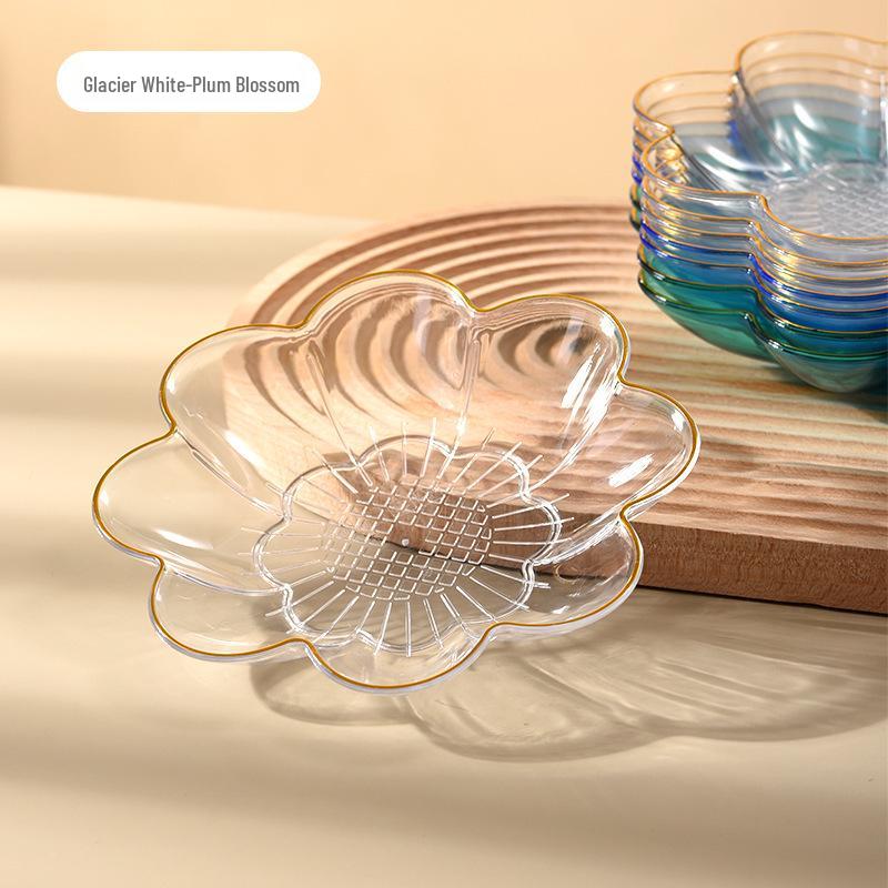 Elegant Gold-Edged Plastic Fruit Plate - Stylish Square Bone Dish for High-End Living Room Decor