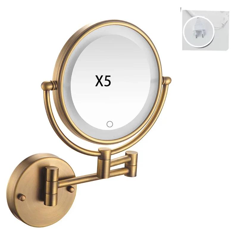 Декоративные зеркала для ванной комнаты, 8-дюймовое складное вращающееся телескопическое зеркало для макияжа, настенное двухстороннее увеличительное зеркало для красоты