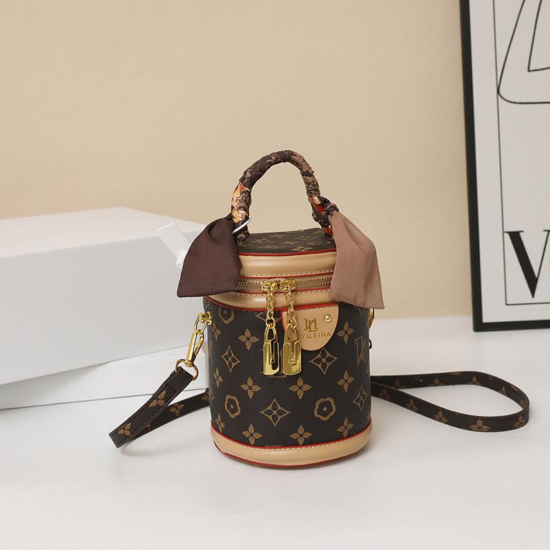 Fa Cai Bucket Women's Bag Commuter Versatile Portable Cylinder Bag Personality Mature Premium Texture Bucket Bag Women's Retro