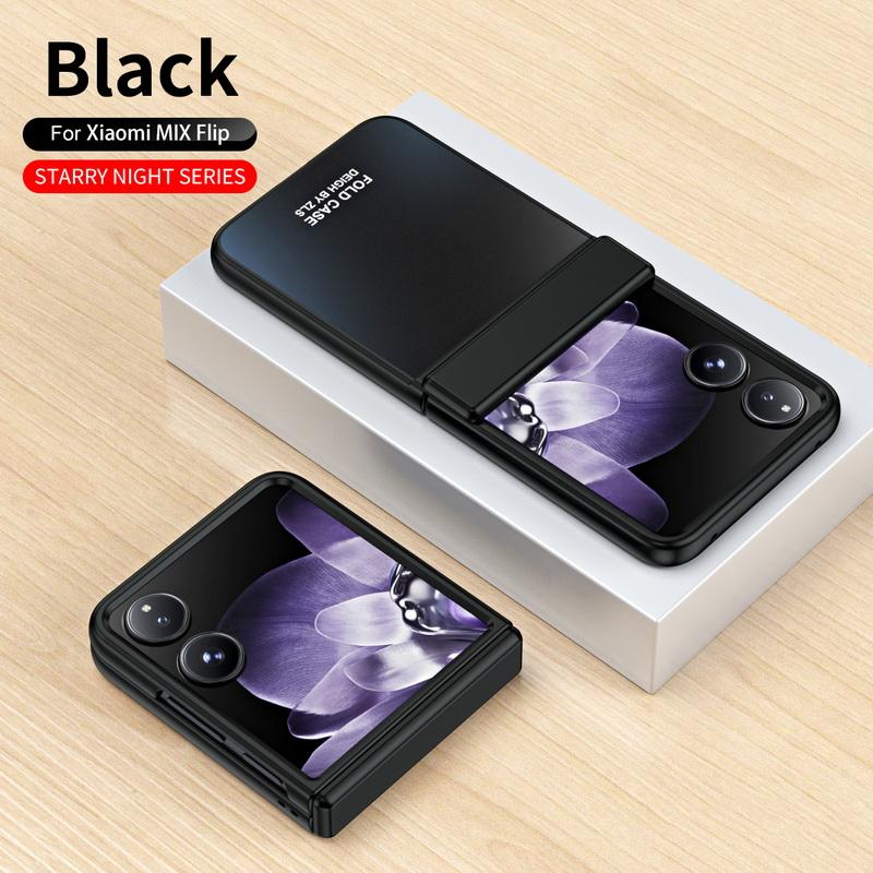 

Роскошный однотонный чехол с закаленным стеклом, 3 шт., складной чехол для Xiaomi Mix Flip, ударопрочный, прозрачный, жесткий, тонкий чехол для телефона из ПК Xiaomi Mix Flip чёрный