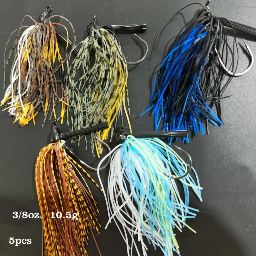 5pcs Colorful Bass Fishing Jigs - Weedless Football Swim Jigs with Metal Head & Silicone Skirt, Stainless Steel Flipping Lures