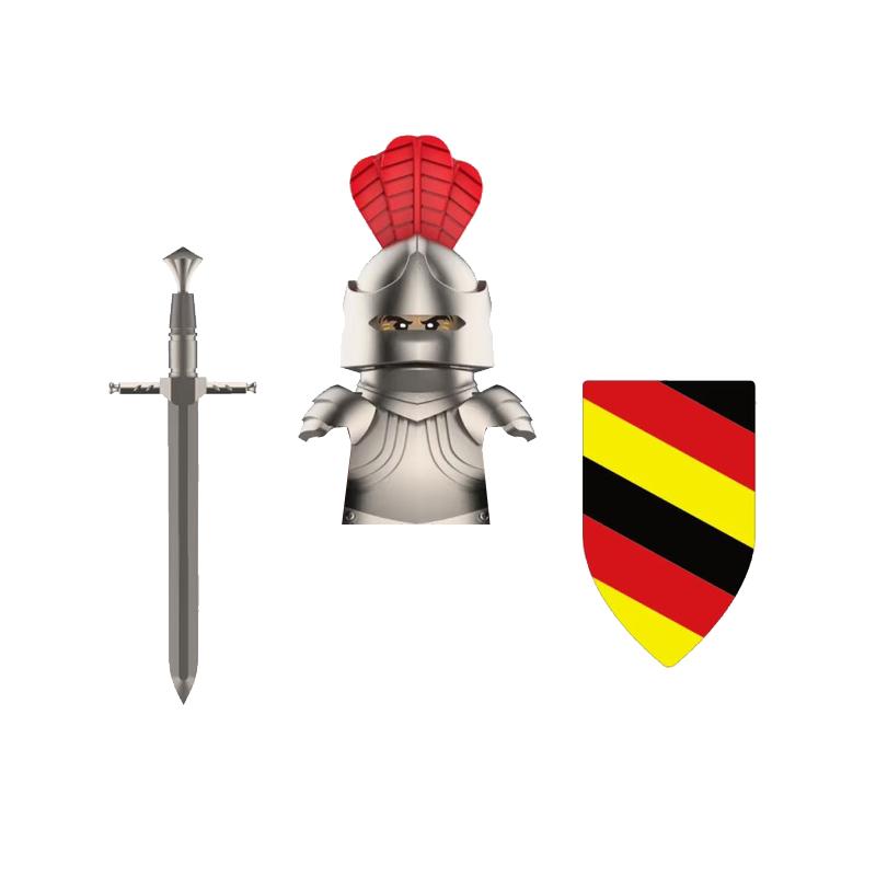 Medieval Castle Soldier Action Figures Building Block Dragon Anime Knight Accessory Warhorse Militia Helmet Shield Toy Gift S015