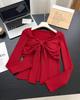 Autumn/Winter 2025 French Pure Desire V-neck Lace-up Slim-fit Brushed Base Layer Top for Women