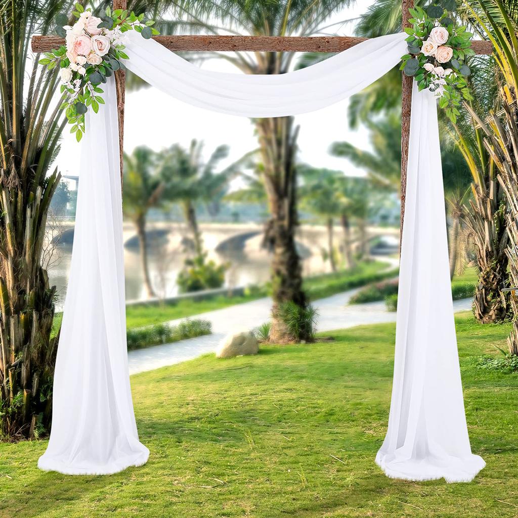2pcs Chiffon Drape Fabric Panels for Wedding Arch Ceremony Reception Party Decorations Ceiling, engagement, stage