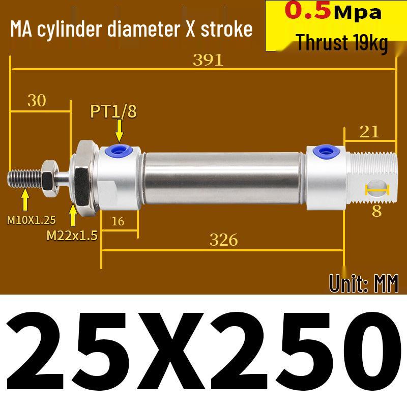 Corrosion Resistant Stainless Steel Pneumatic Cylinder 16-40mm/50-150mm