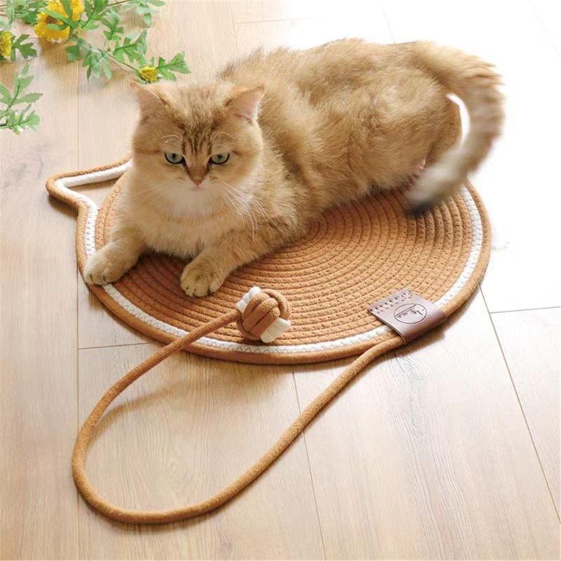 Cotton Rope Cats Scratcher Tool Round Scratching Post Mat Cats Scratch Pad for Cats Helps Maintain Claw Provide Fun