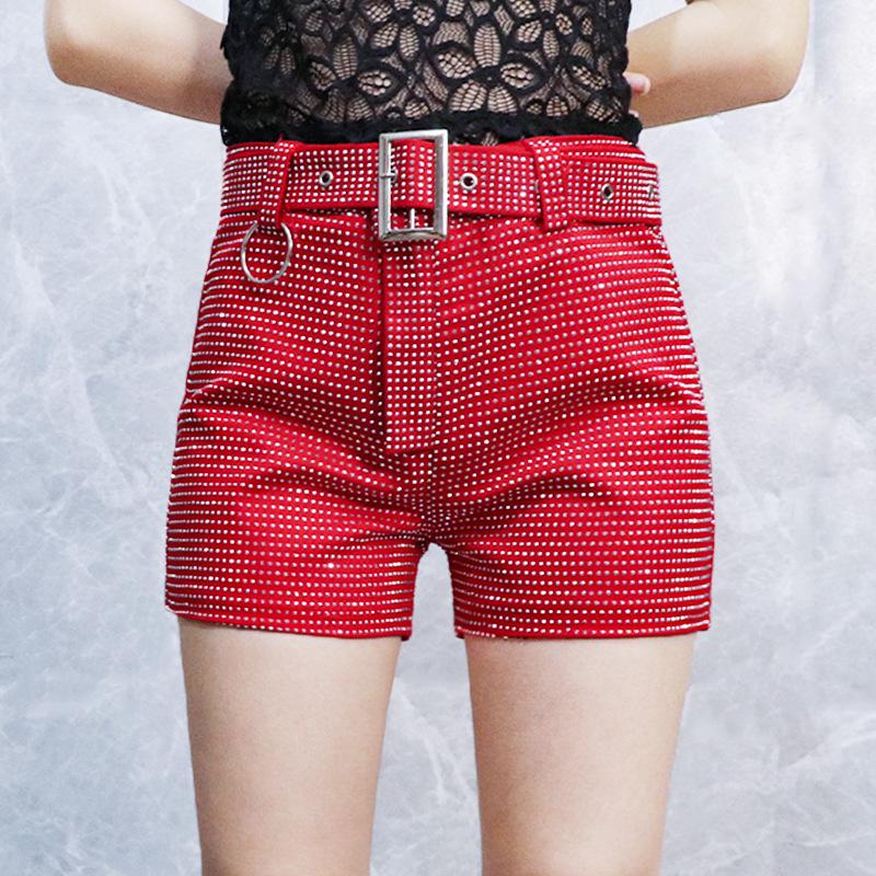 Dámské šortky s vysokým pasem, slim fit, v korejském stylu, s kosočtvercovým vzorem, v dopaminových barvách