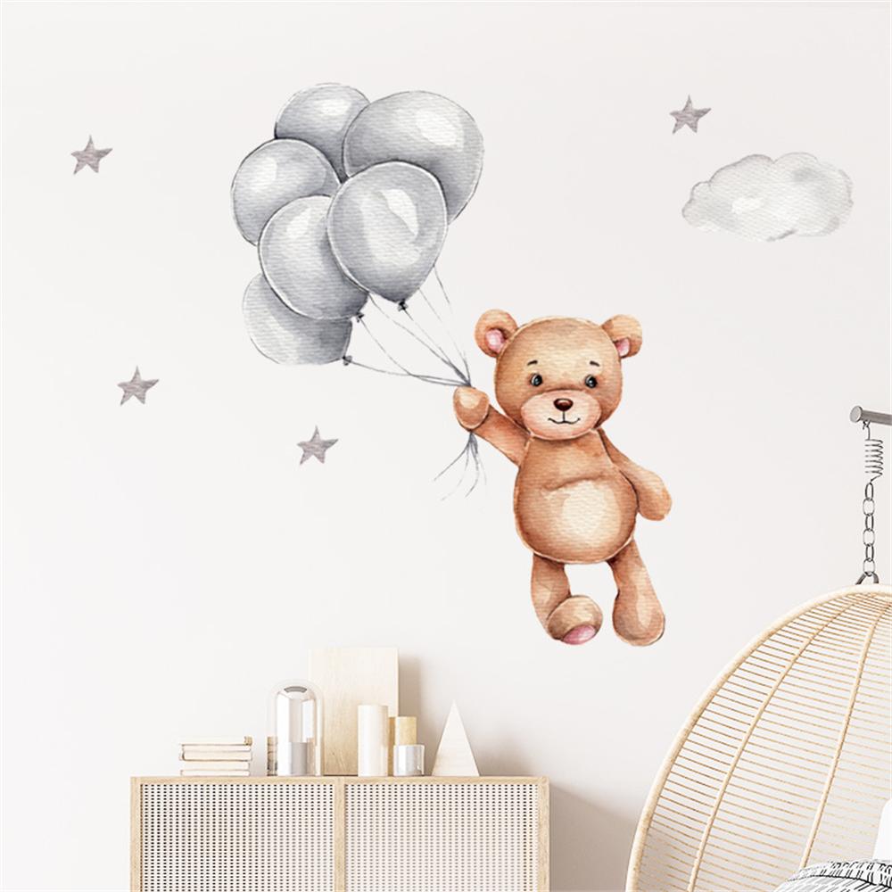 Moon Cloud Big Wall Stickers For Kids Rooms Boys Stars Large Wall Stickers For Children's Room Bear Bedroom Decoration