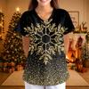 Women's Casual 3/4 Sleeve Neck Top with Christmas Print