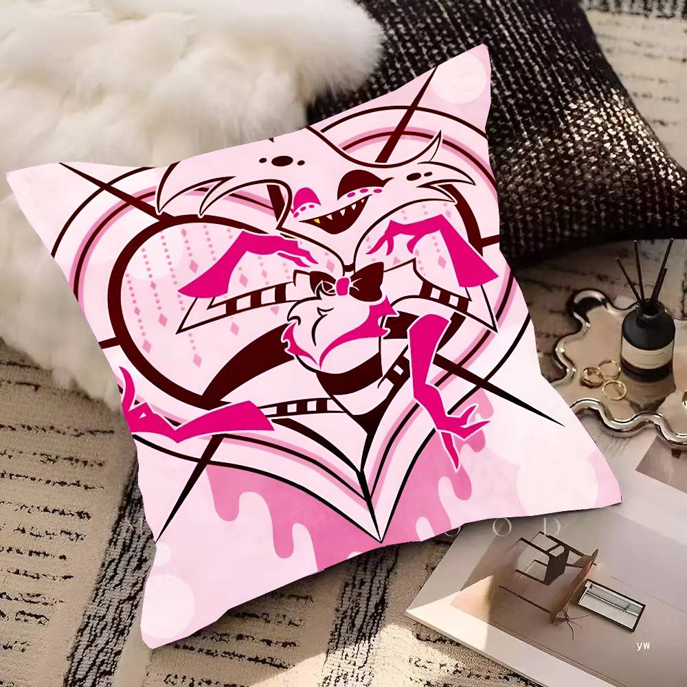 Winkelstaub H-Hazbin Hotel Anime Kissenbezug Quadratisches Kissen Schlafzimmer Sofa Freizeit Komfort Kissen Auto Heimdekoration