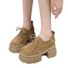 Fashion Spring New Thick Heel Shoes Women's Fashion Round Head Deep Mouth Before Lacing Thick Sole Anti-slip Wear-resistant High Heels