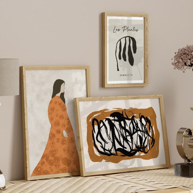 Abstract Matisse Black Leavf Lines Flower Girl Mountain Wall Art Canvas Painting Posters Prints Pictures For Living Room Decor